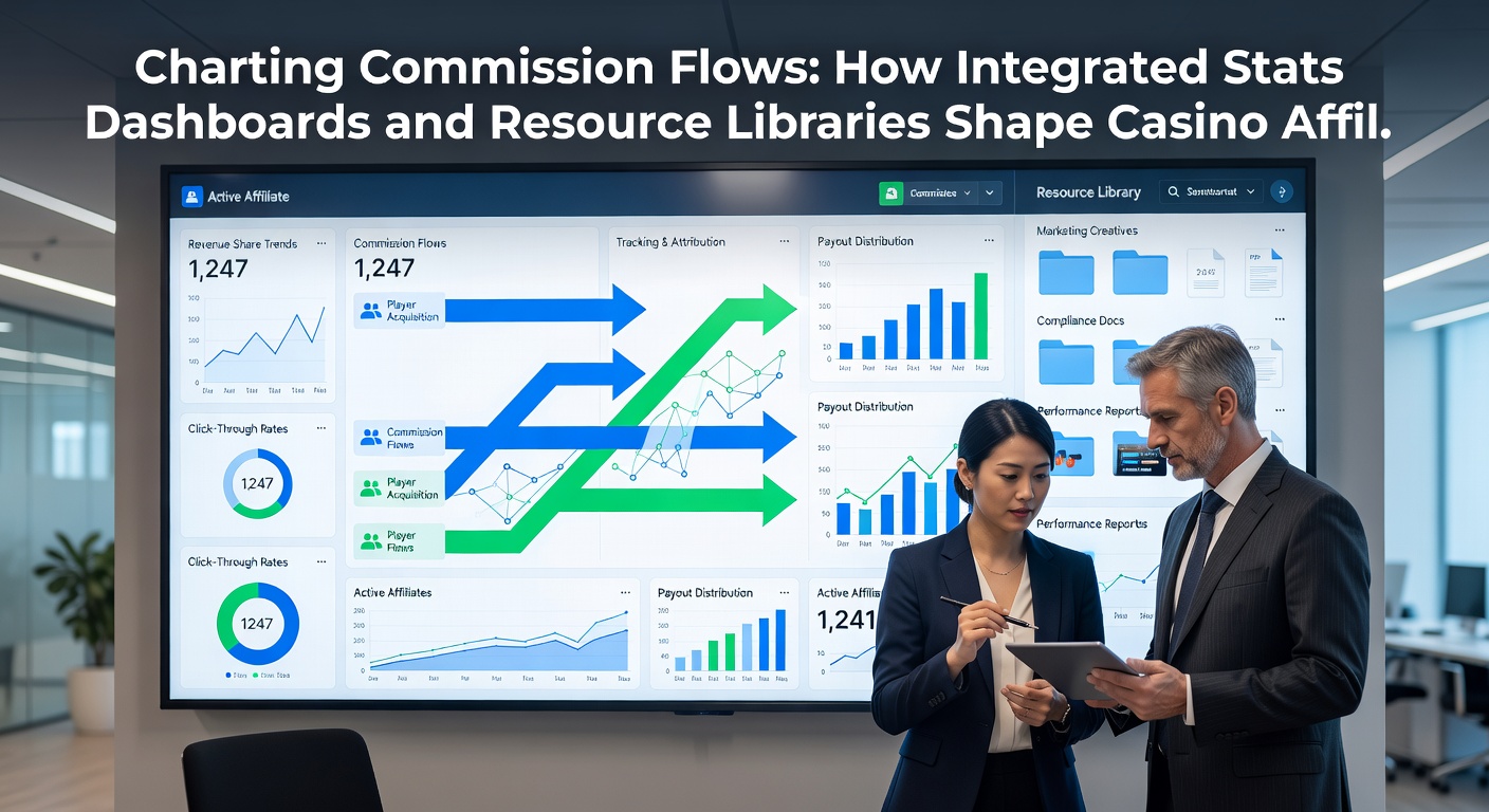 Affiliate resource library showcasing marketing assets and compliance tools for casino programs
