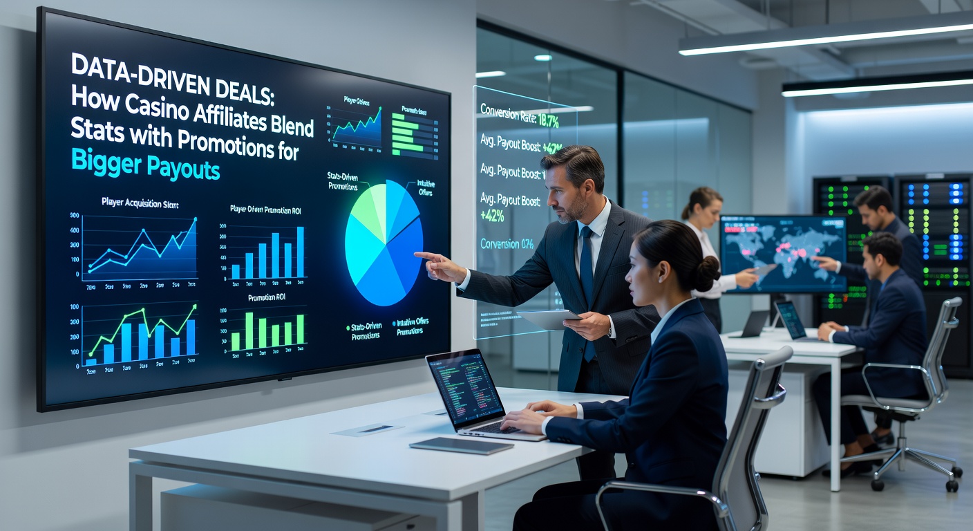 Dashboard displaying casino affiliate metrics and promotion performance charts