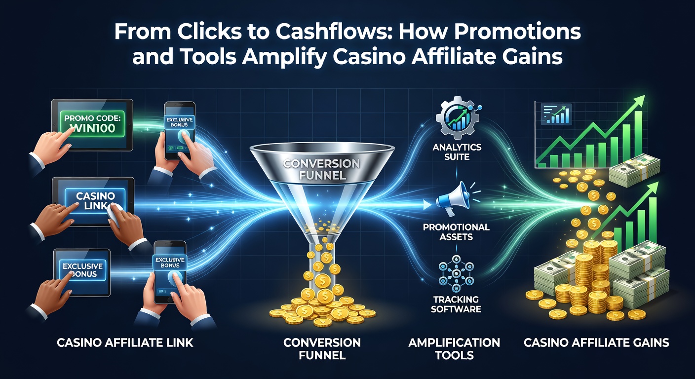 Infographic illustrating promotion funnels and tool integrations boosting affiliate commissions from initial clicks
